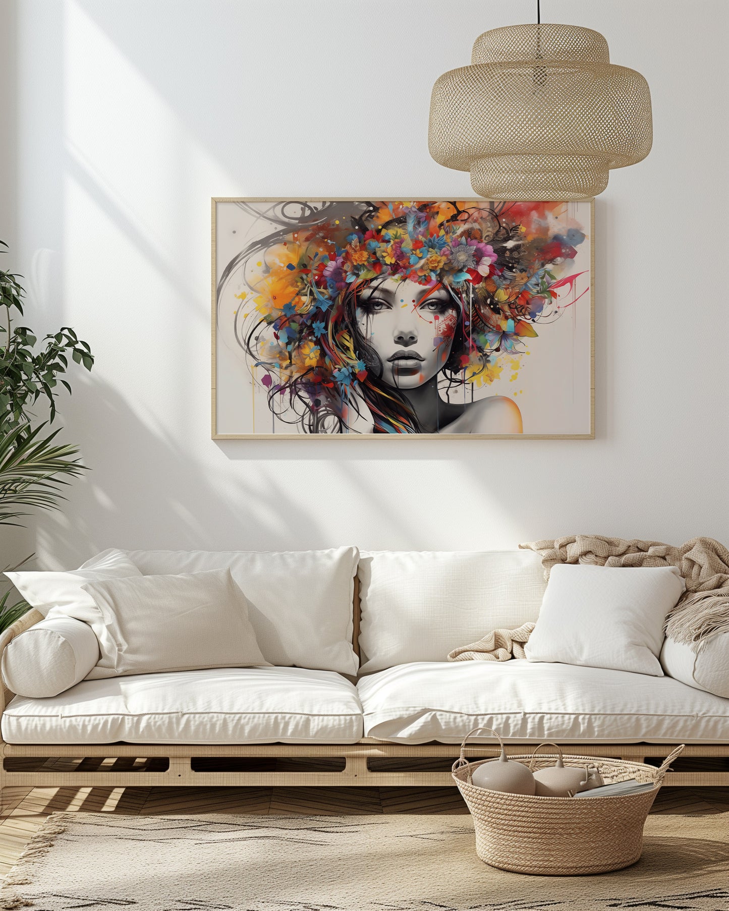 Colorful Floral Beautiful Lady Wall Art, Abstract, Interesting and Eye Catching