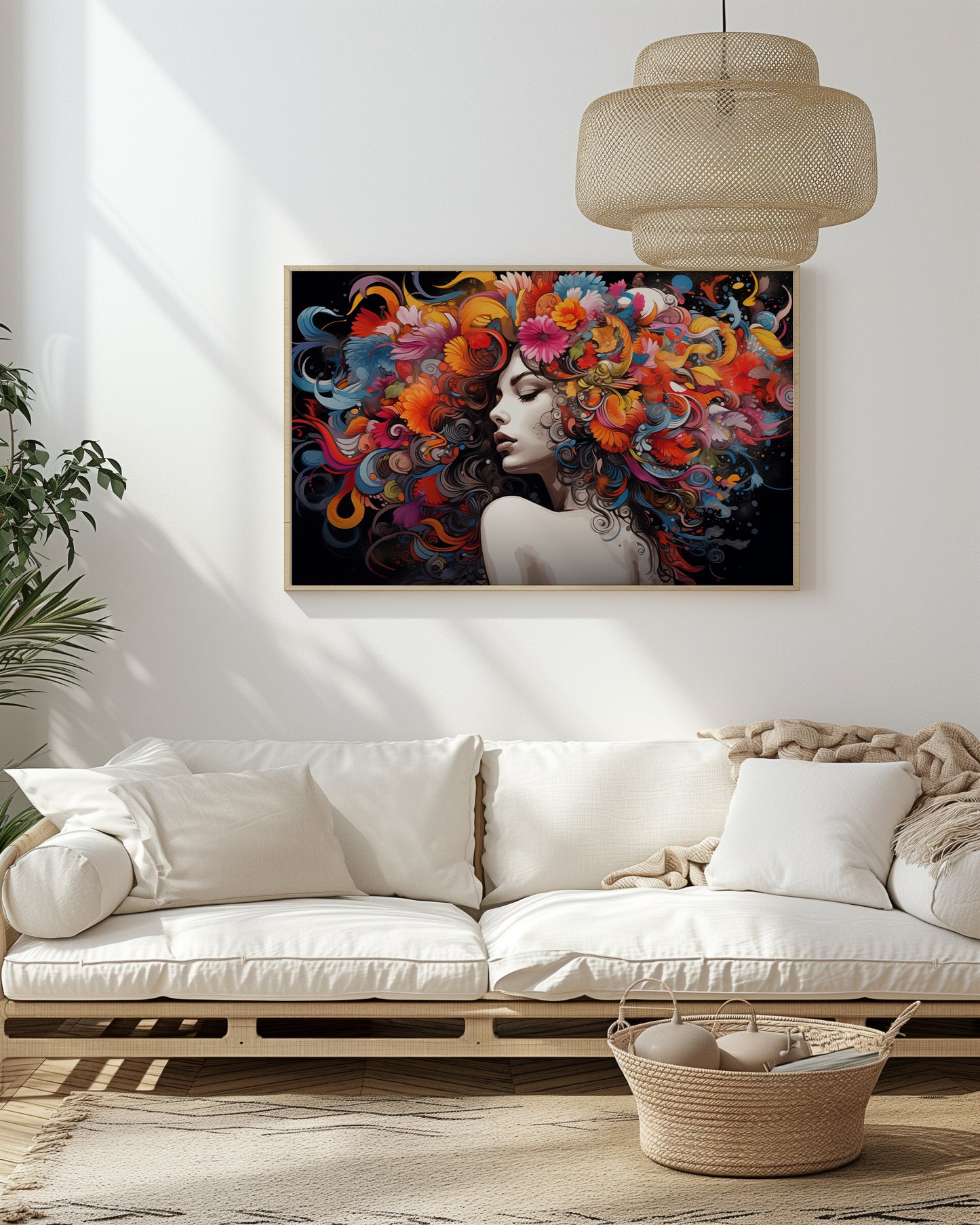 Colorful Floral Beautiful Lady Wall Art, Abstract, Interesting and Eye Catching