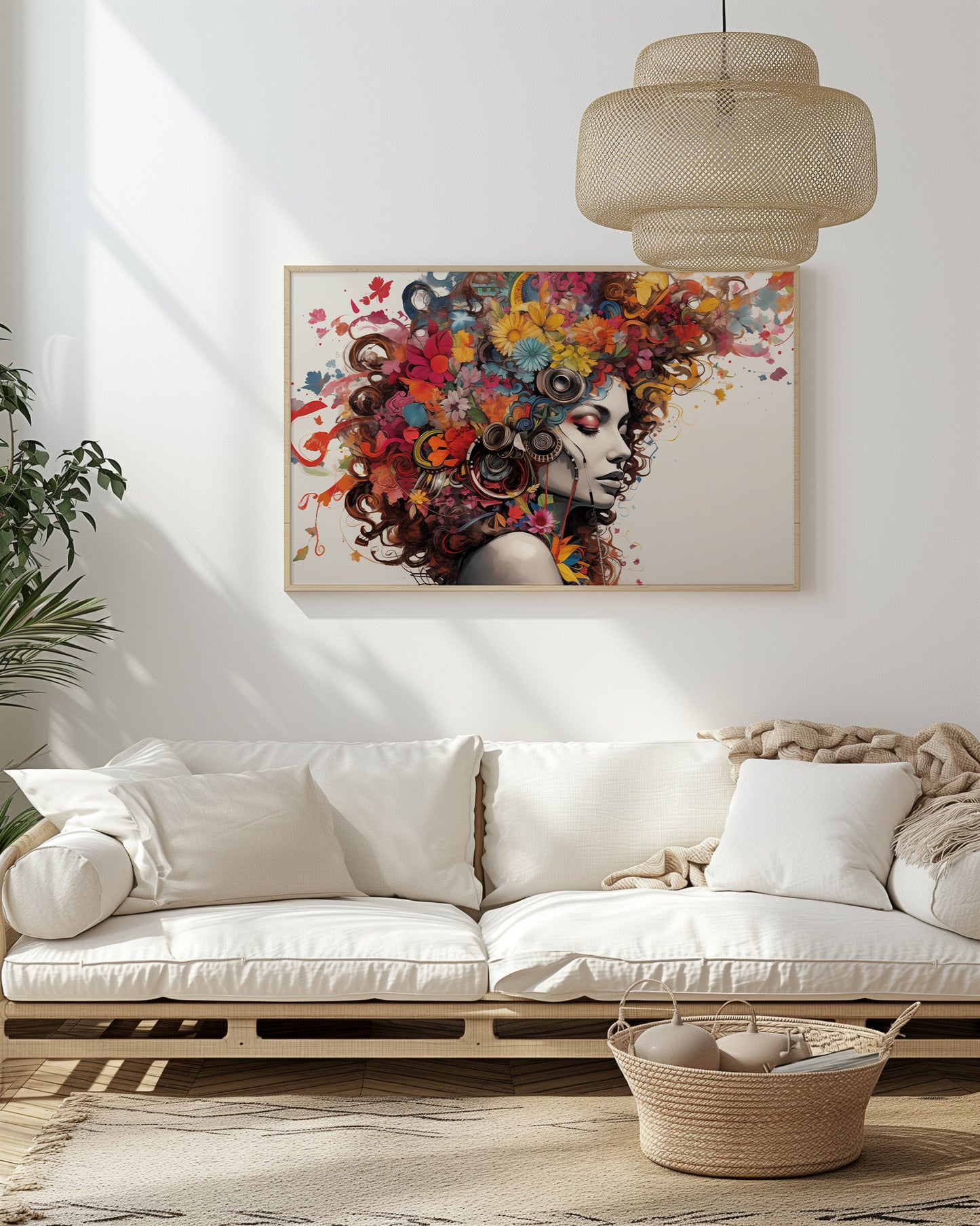 Colorful Floral Beautiful Lady Wall Art, Abstract, Interesting and Eye Catching