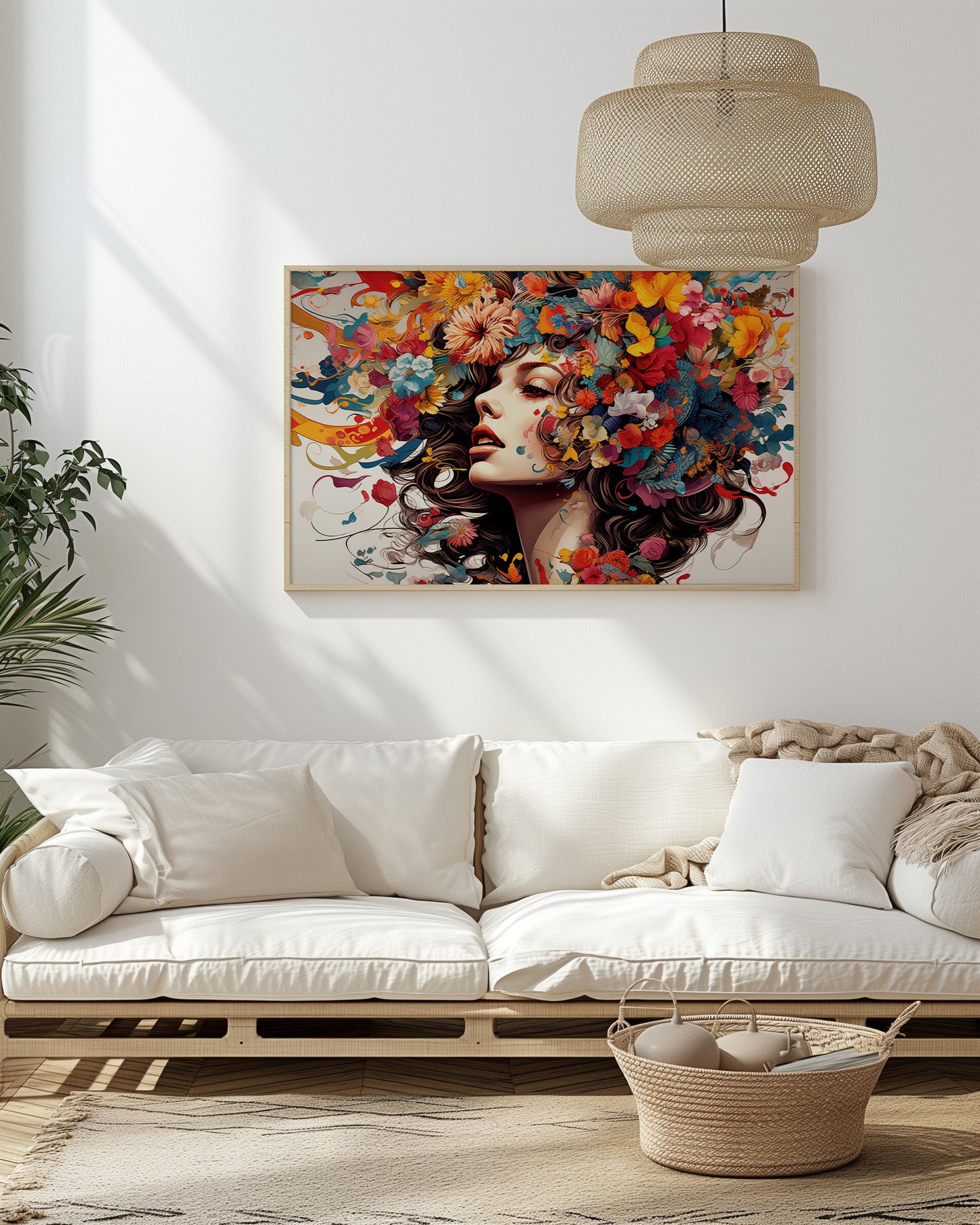 Colorful Floral Beautiful Lady Wall Art, Abstract, Interesting and Eye Catching