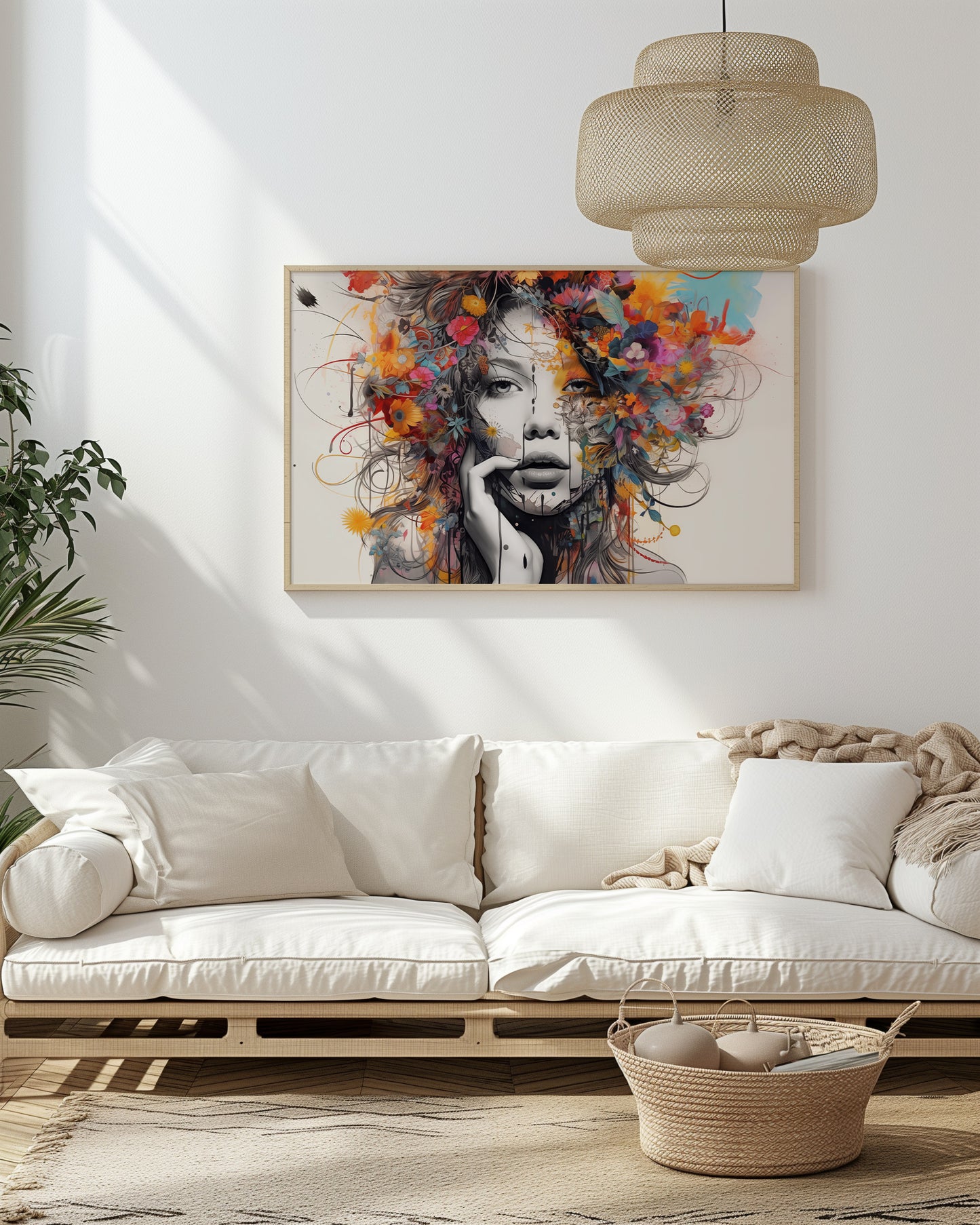 Colorful Floral Beautiful Lady Wall Art, Abstract, Interesting and Eye Catching