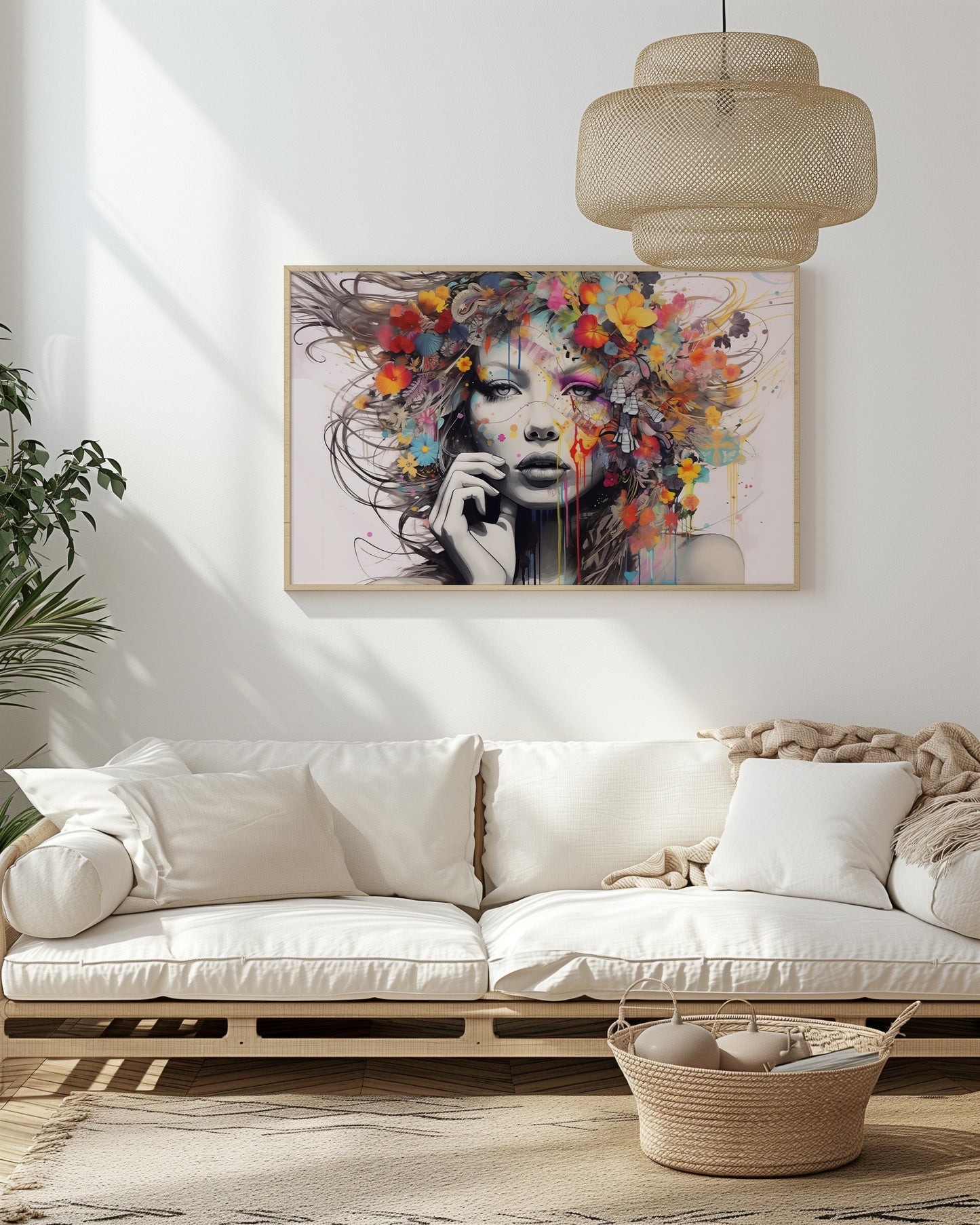 Colorful Floral Beautiful Lady Wall Art, Abstract, Interesting and Eye Catching