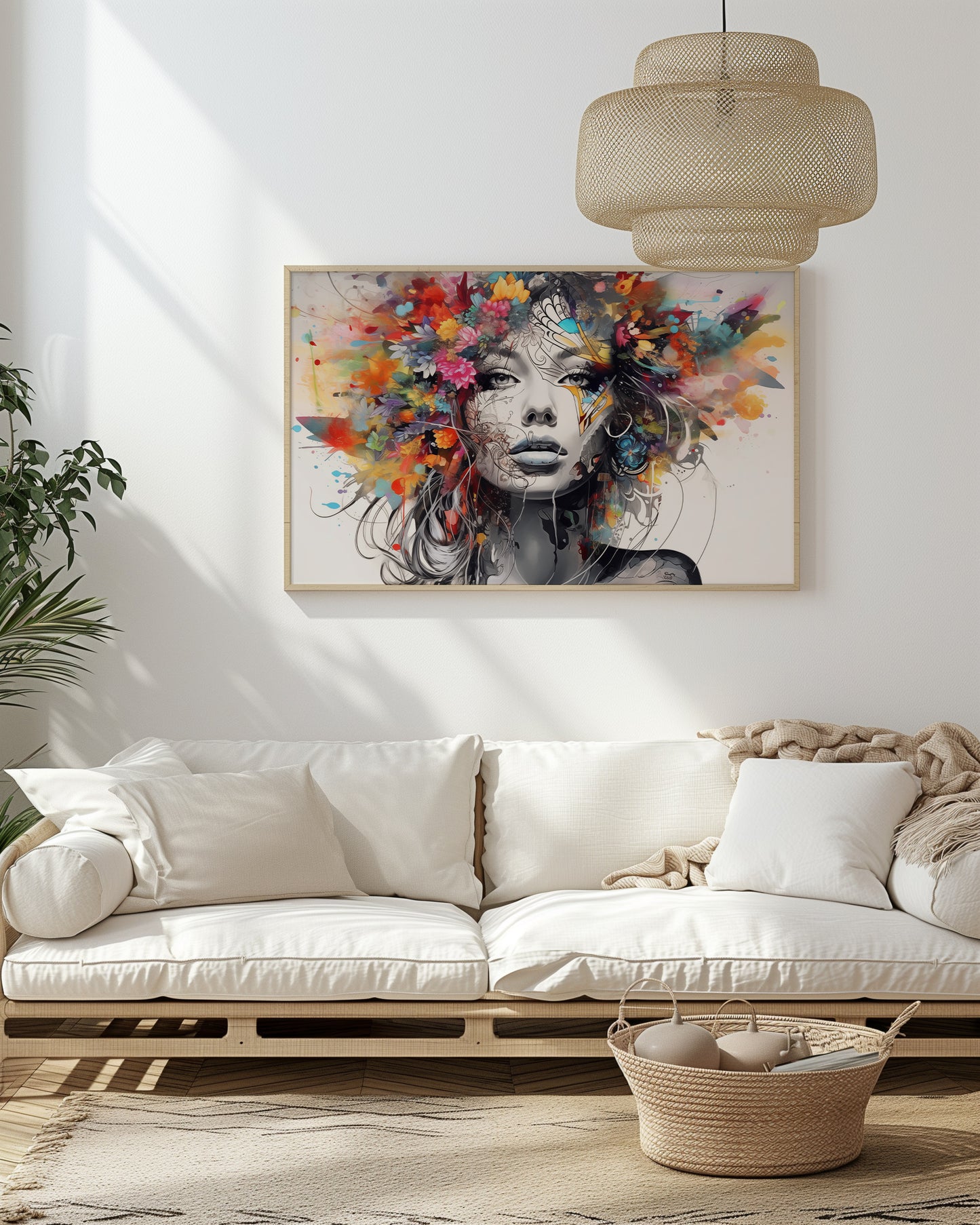 Colorful Floral Beautiful Lady Wall Art, Abstract, Interesting and Eye Catching