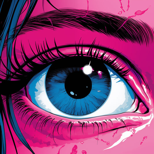 Abstract Pink Face Blue Eye Portrait